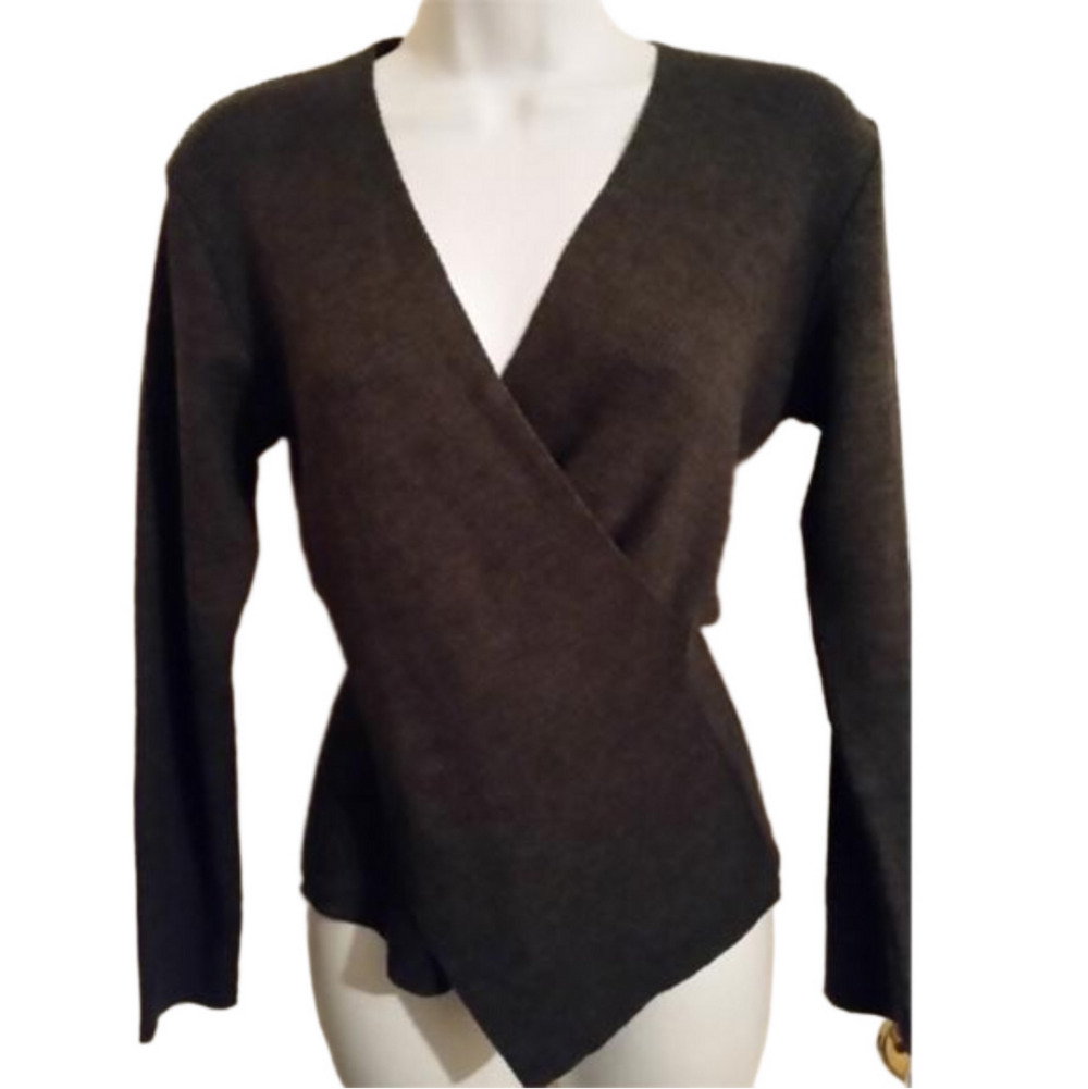 Giordano Italy Faux wrap ribbed sweater runs M wool blend